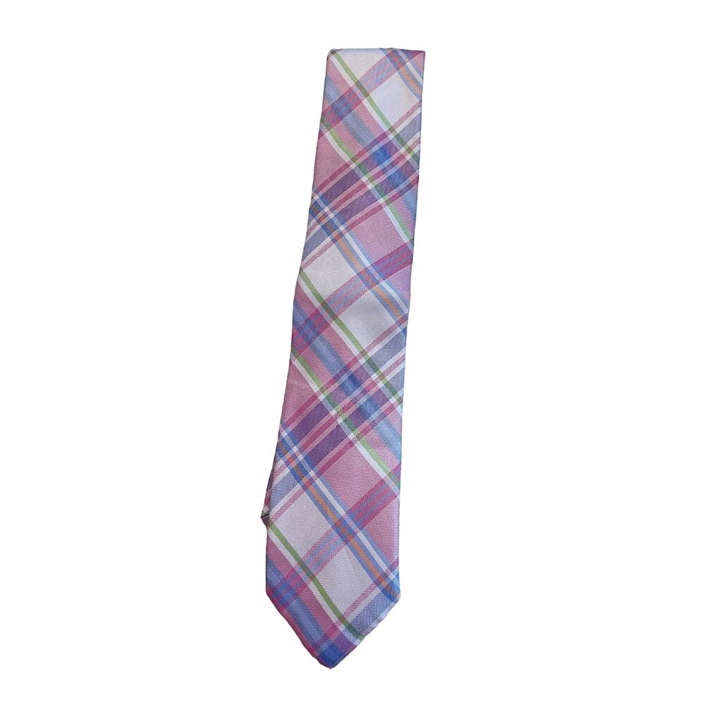 Men's Blue & Pink Plaid Silk Izod Tie